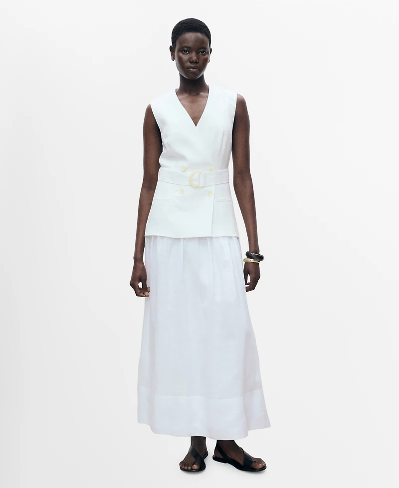 Mango Women's Belt Combined Woven Dress