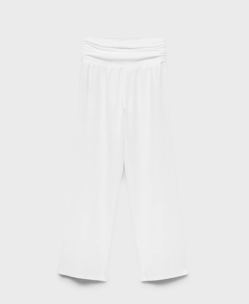 Mango Women's Draped Waist Linen Pants