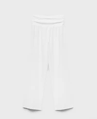 Mango Women's Draped Waist Linen Pants