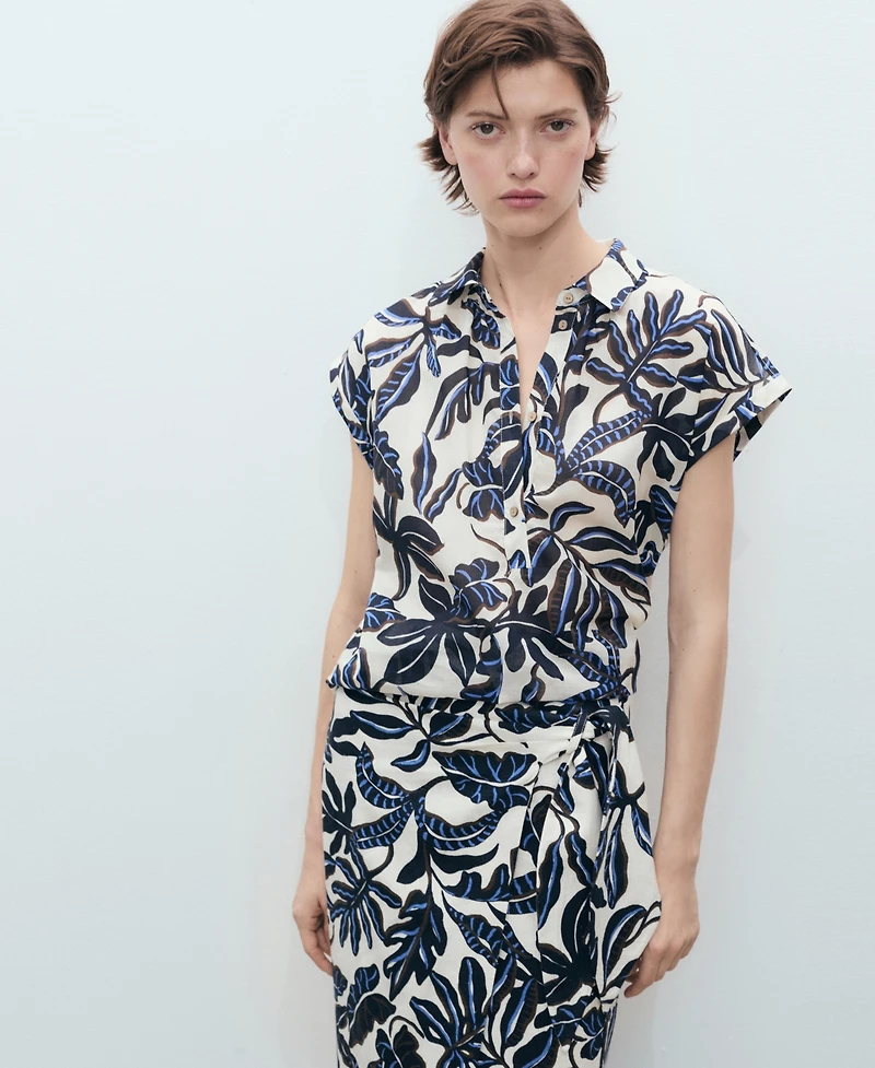 Mango Women's Knot Detail Printed Skirt