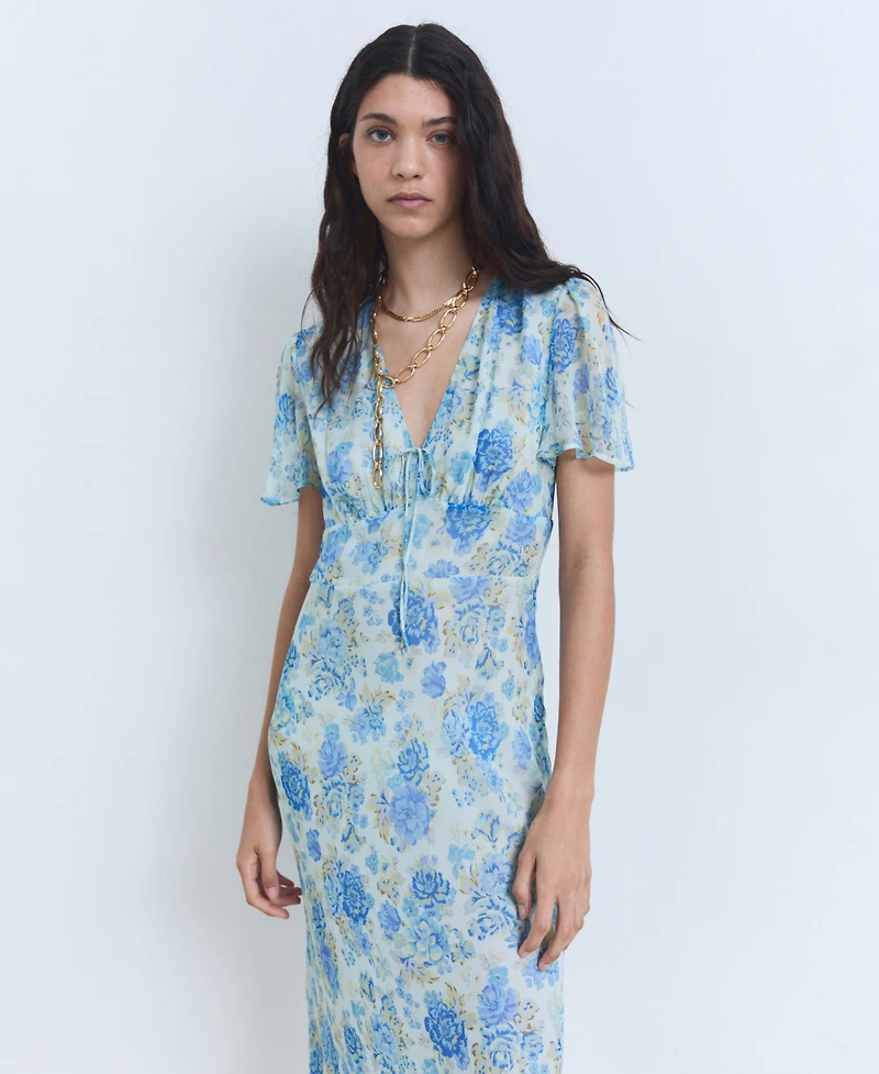 Mango Women's Short Sleeves Floral Dress