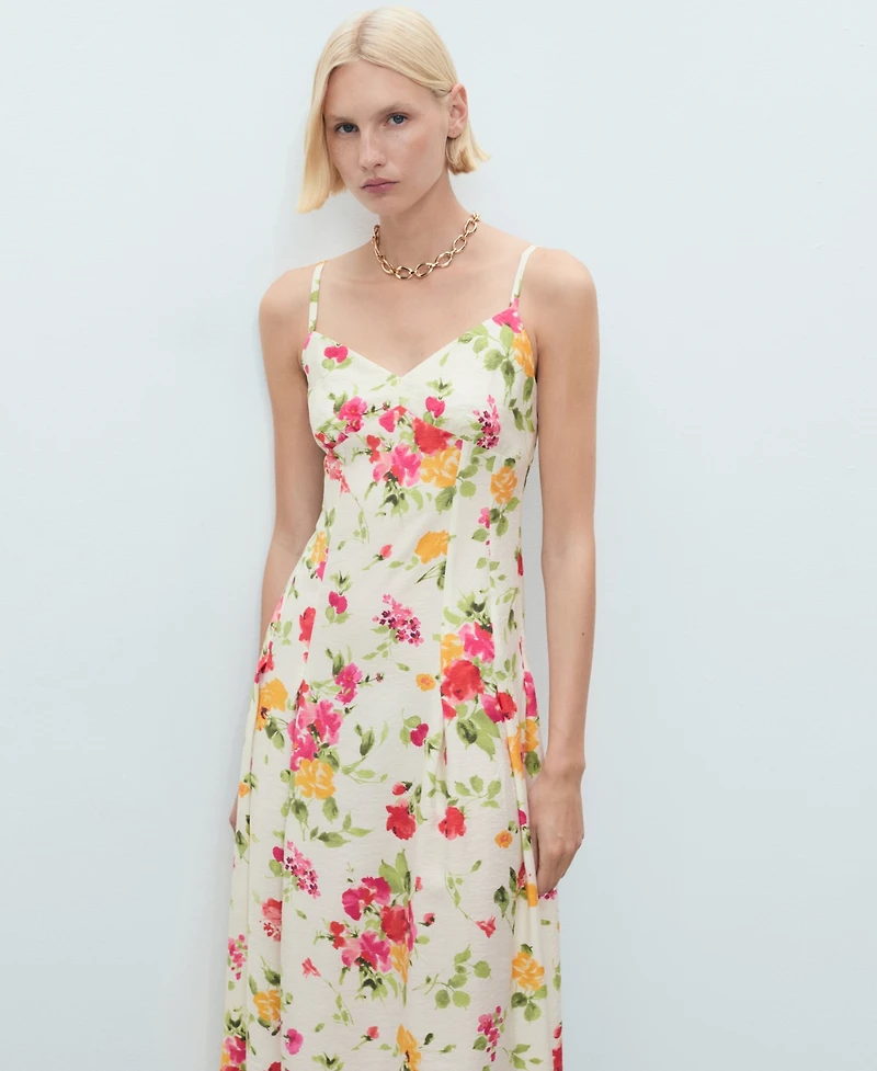 Mango Women's Floral Print Flared Dress