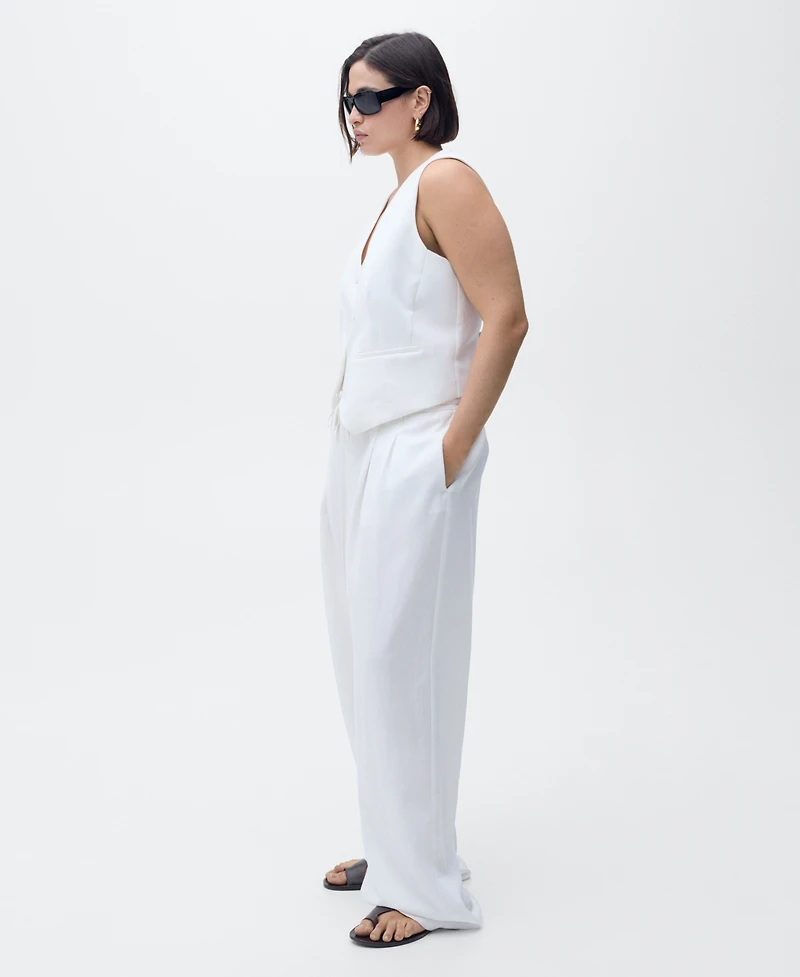 Mango Women's Bow Belt Lyocell Suit Pants