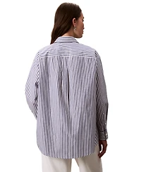 Calvin Klein Jeans Women's Striped Cotton Poplin Button-Down Shirt
