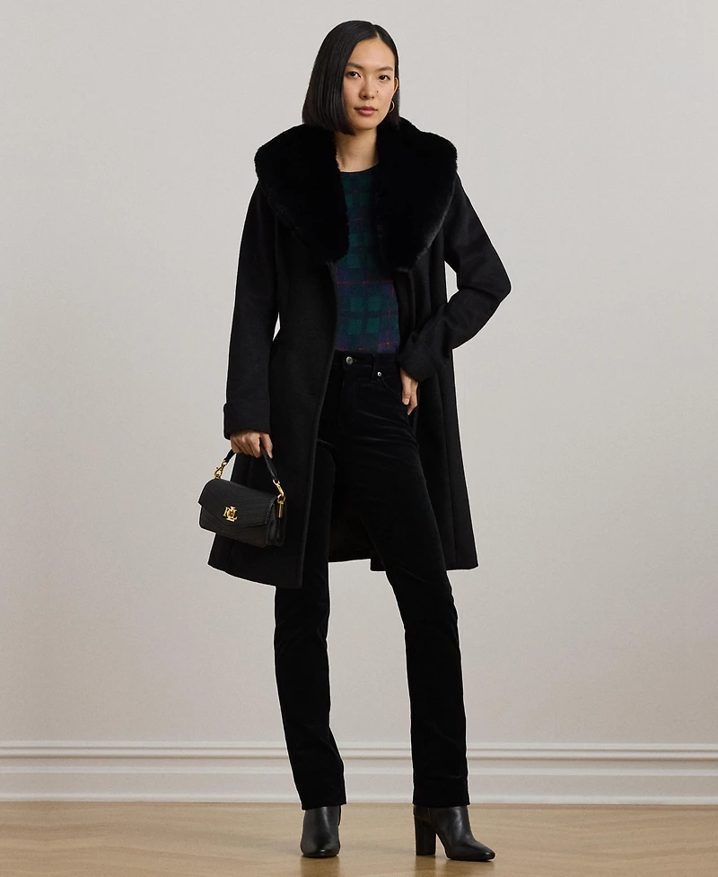 Lauren Ralph Women's Faux-Fur-Collar Coat