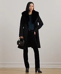 Lauren Ralph Women's Faux-Fur-Collar Coat