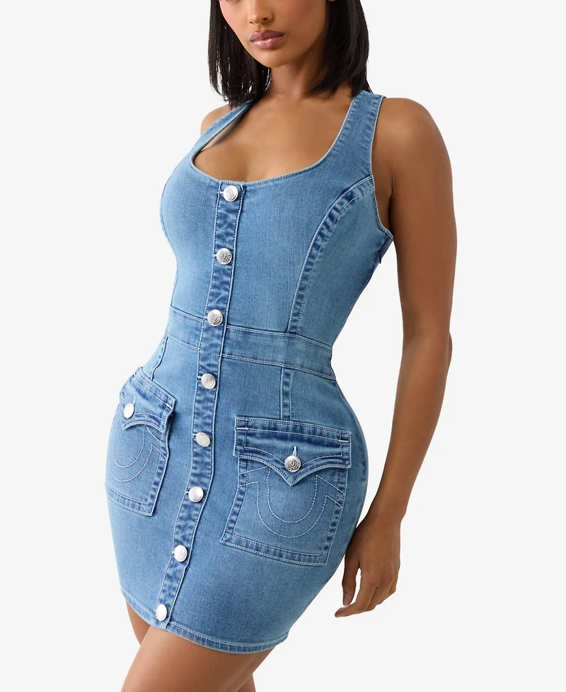 True Religion Women's Scoop Neck Denim Dress