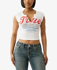 True Religion Women's Vintage Tr V Notch Rib Top