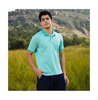 Campus Sutra Men's Aqua Blue Multitrack Knit Polo T-Shirt