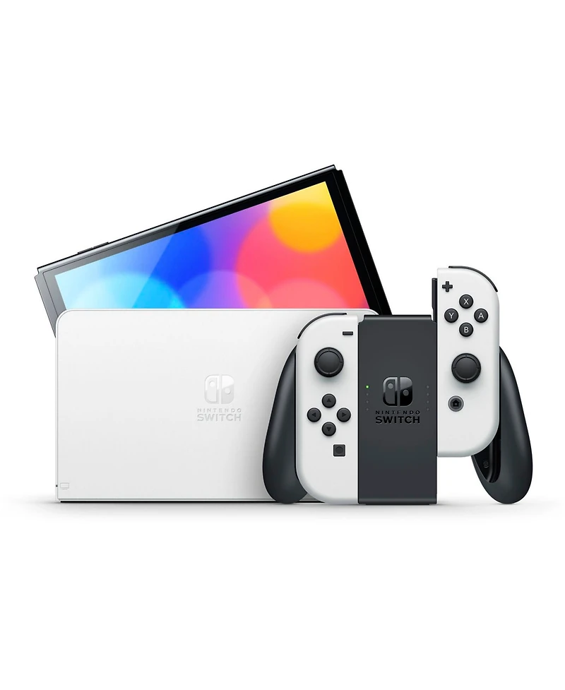 Nintendo Switch Neon Red & Blue Oled Console with MightySkins Console and Controller Skin Voucher and 2 Year Cps Extended Warranty