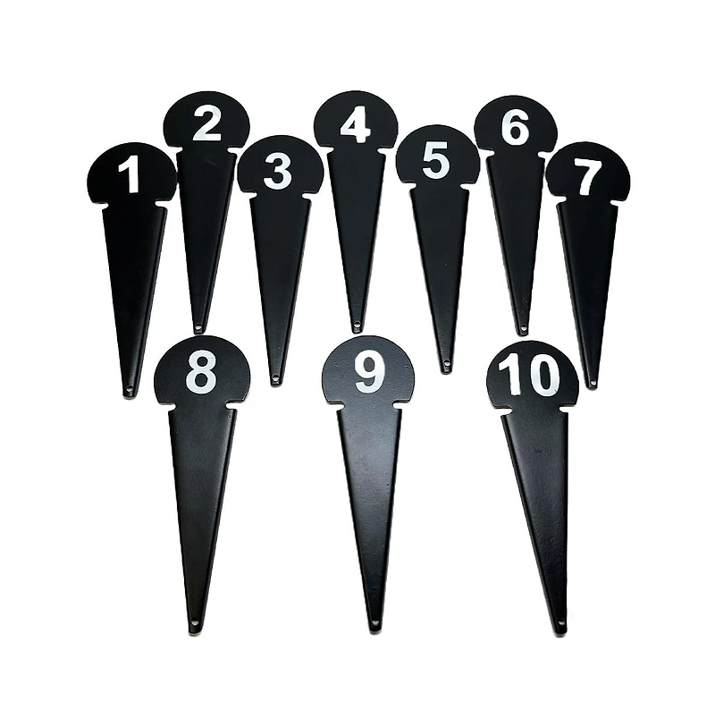 Durable Discus & Shot Put Markers (Set of 10) Essential Track and Field Equipment, Spiked Tips for Secure Placement, High Visibility, Robust Metal Con