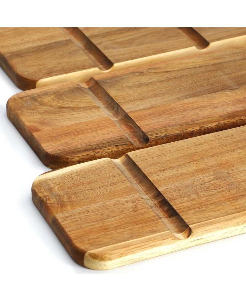 MegaChef Acacia Wood 3 Tiered Rectangular Ladder Tray Set