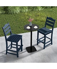 30 Inches Counter Height Hdpe Bar Stool with Backrest and Footrest-Turquoise