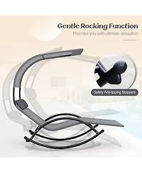 Gymax Outdoor Double Chaise Rocker Rocking Daybed Sun Lounger w/ Sun Shade Canopy