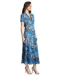 Jones New York Petite Short Sleeve Maxi Shirt Dress