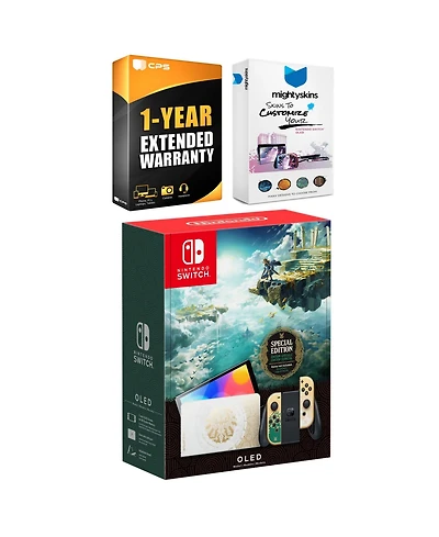 Nintendo Switch Oled Legend of Zelda: Tears of the Kingdom Edition with MightySkins Console and Controller Skin Voucher + Year Cps Extended Warranty