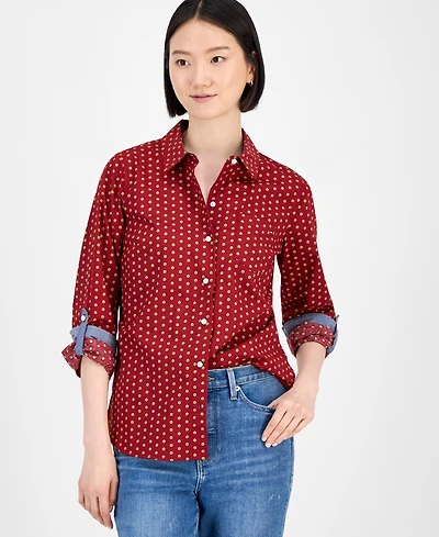 Tommy Hilfiger Women's Cotton Foulard Button-Front Shirt