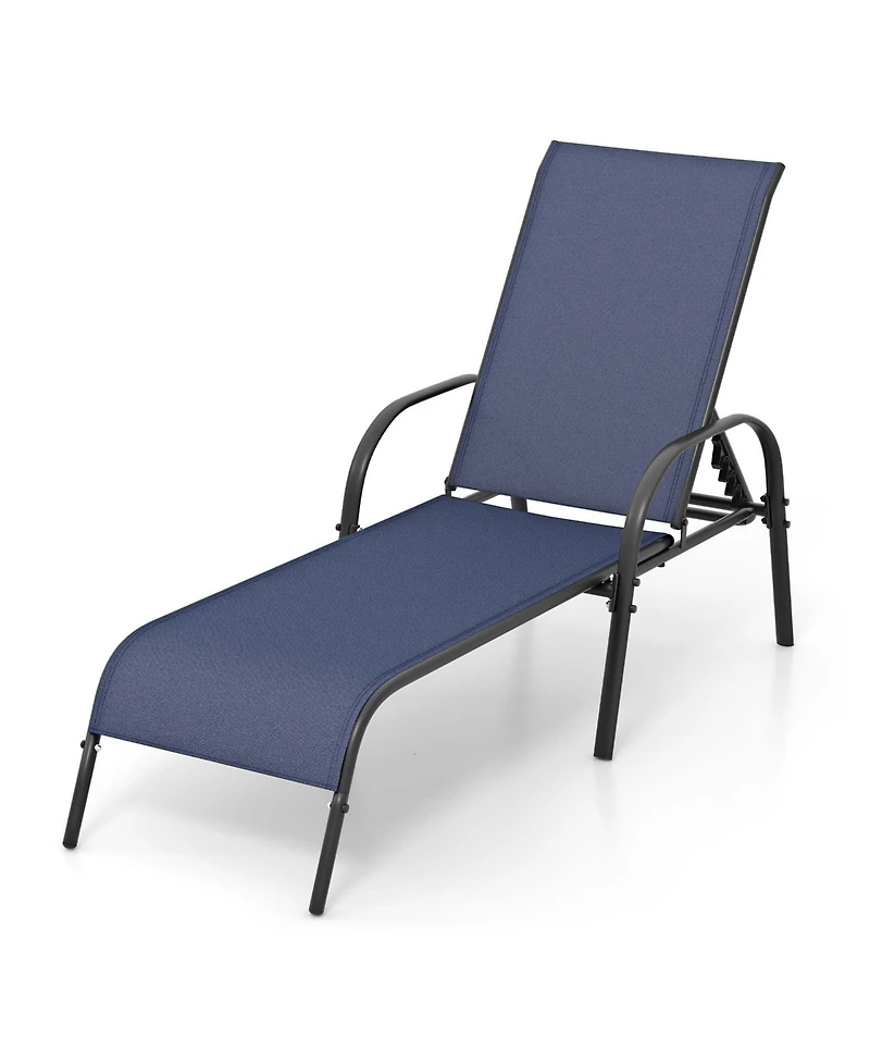 Gymax Lounge Chair Chaise Adjustable Reclining Armrest Patio