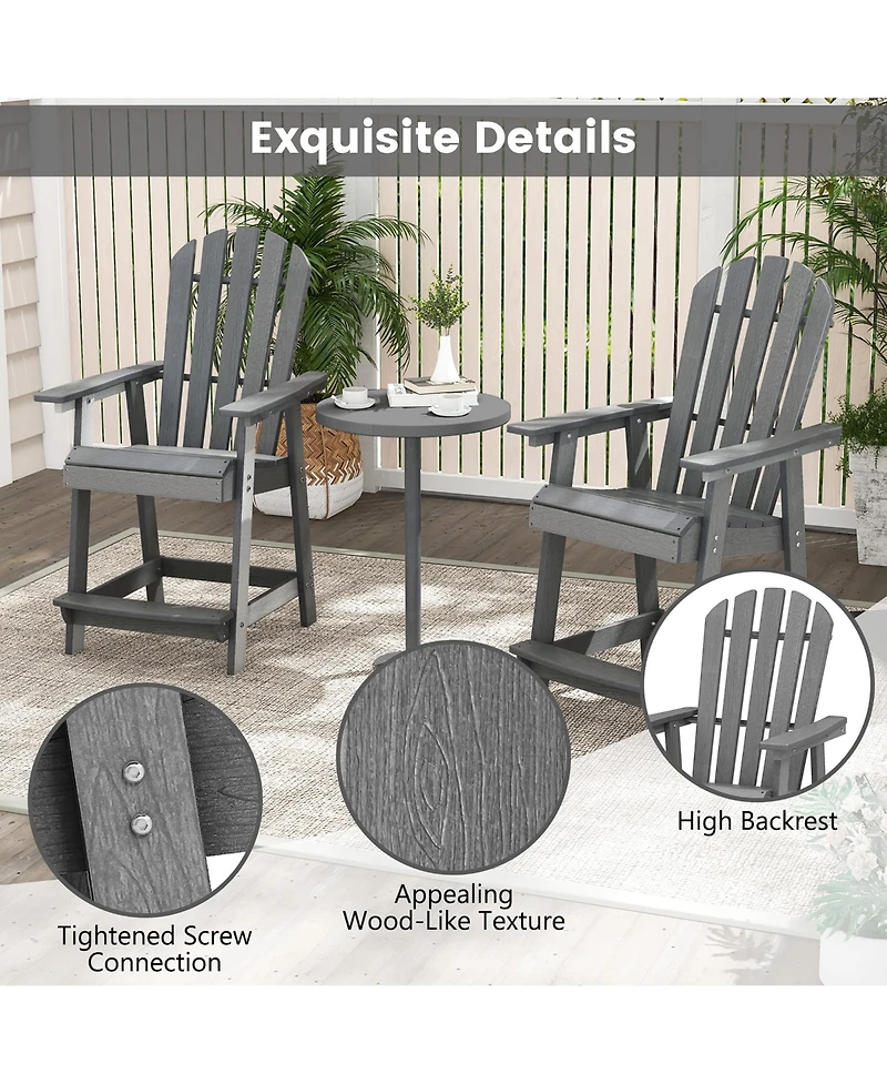 Gymax 2PCS Bar Stool Hdpe Chair w/ Armrest Footrest Home Indoor Outdoor Patio