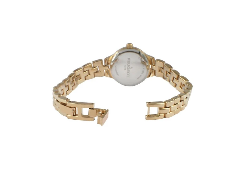 Peugeot Women's 22mm Gold Dial Round Self-Adjust Link Bracelet Watch