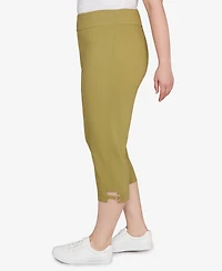 Hearts Of Palm Plus Size Solid Tech Stretch Capri Pants