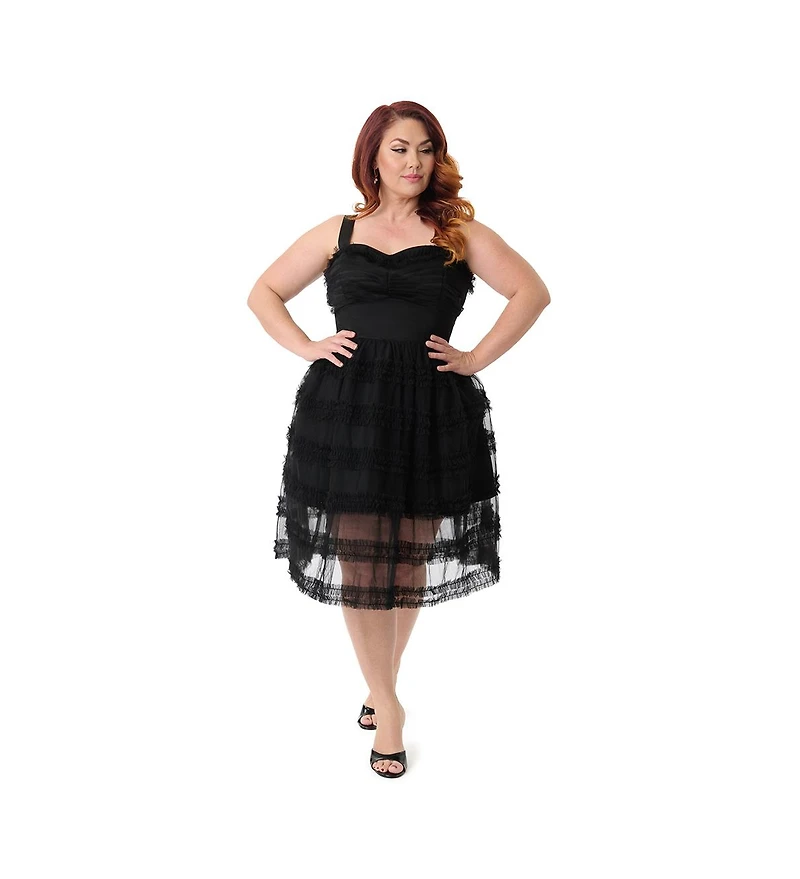 Unique Vintage Plus Tiered Sheer Swing Dress