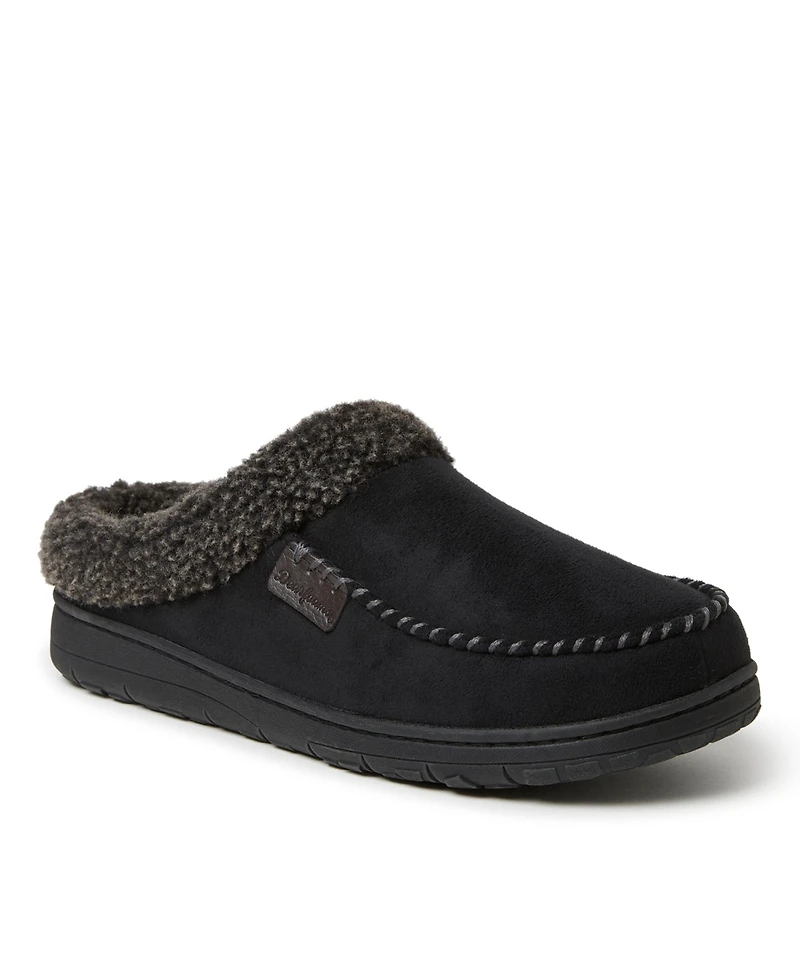 Dearfoams Men's Microsuede Moccasin Toe House Shoe Clog Slipper