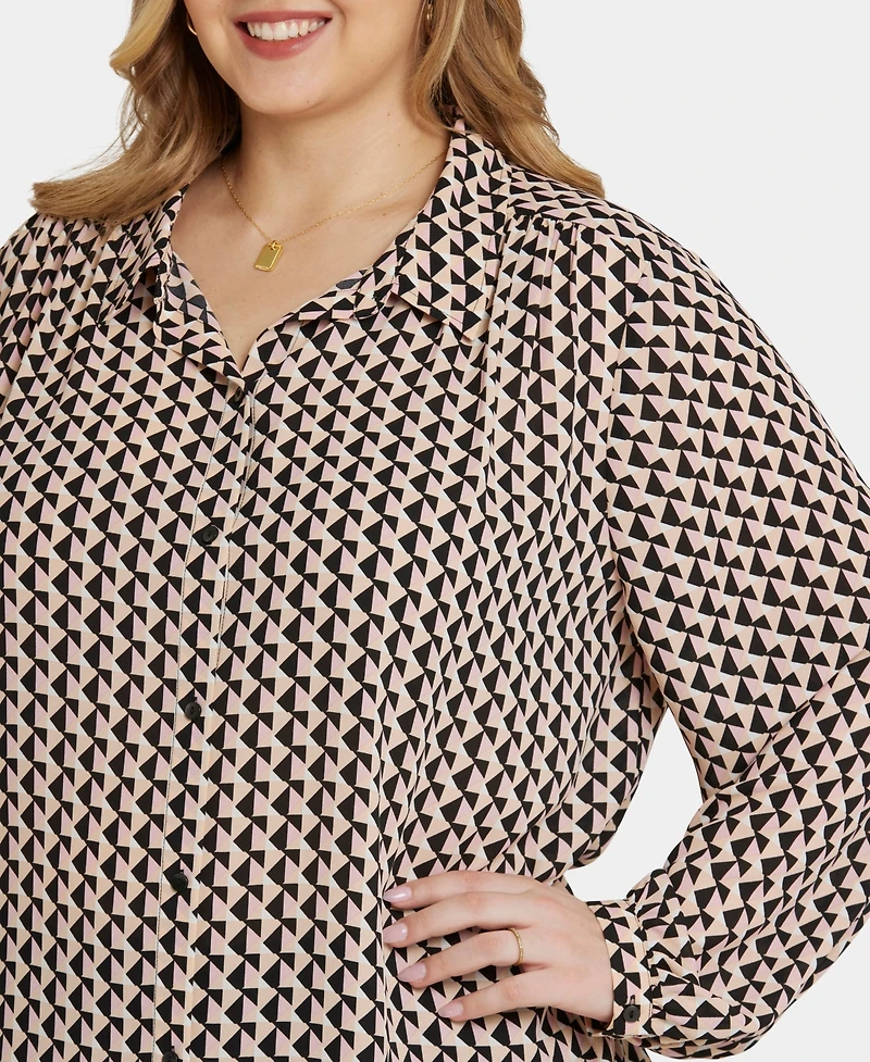 Nydj Plus Modern Blouse Point Collar Top