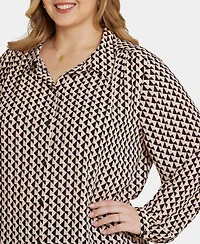 Nydj Plus Modern Blouse Point Collar Top