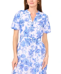Vince Camuto Women's Floral-Print Puff-Sleeve Maxi Dress