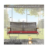 2-Person Rattan Hanging Porch Swing Chair