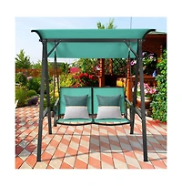 2 Person Patio Swing with Weather Resistant Glider and Adjustable Canopy