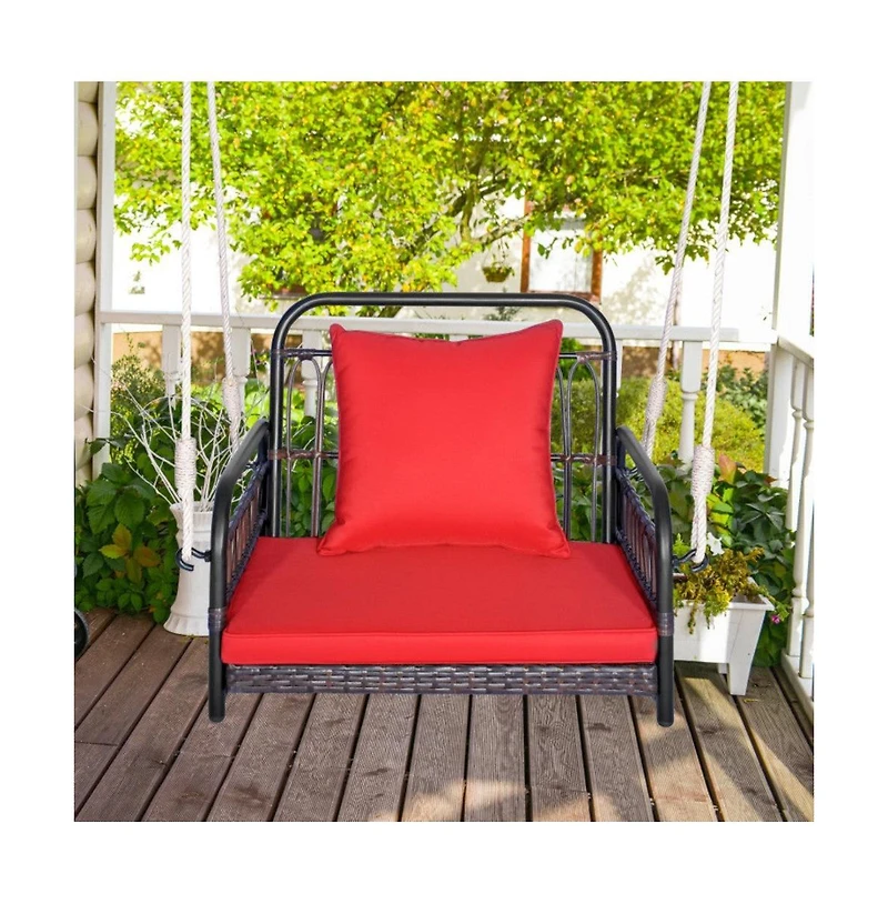 Patio Rattan Porch Swing Hammock Chair with Seat Cushion