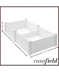 3' x 6' x 12" White Vinyl Raised Garden Bed, Above Ground Planter Box