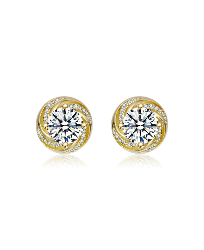 Clear Cubic Zirconia Whirl Pool Inspired Stud Earrings
