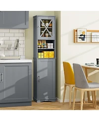 Tall Freestanding Bathroom Storage Cabinet with 5 Adjustable Shelves