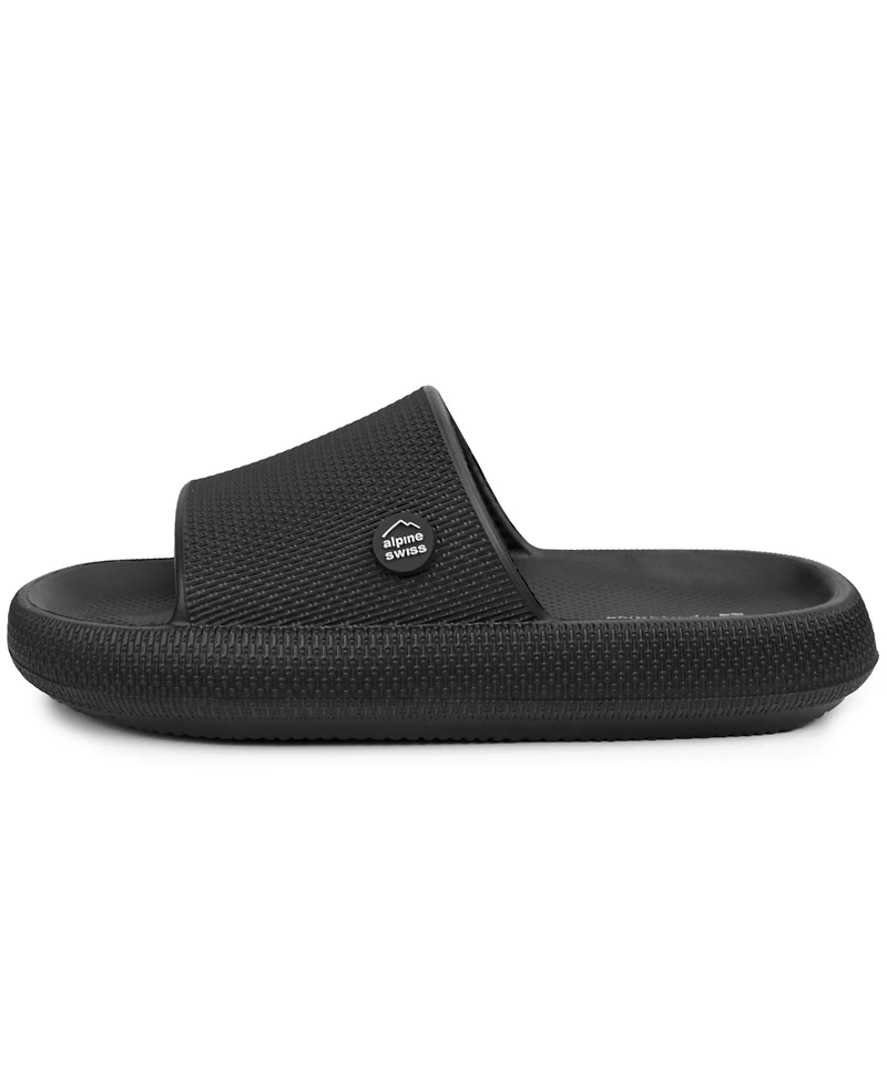 Alpine Swiss Men's Omar Slides Pillow Slippers Ultra Cushioned Cloud Slide Sandal
