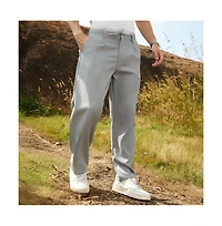 Campus Sutra Men's Cloud Grey Tailored Linen-Blend Trousers