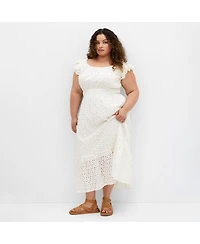 City Chic Plus Sweet Broderie Midi Dress