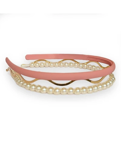 Headband Set - Pink + Pearl + Gold