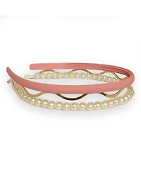 Headband Set - Pink + Pearl + Gold