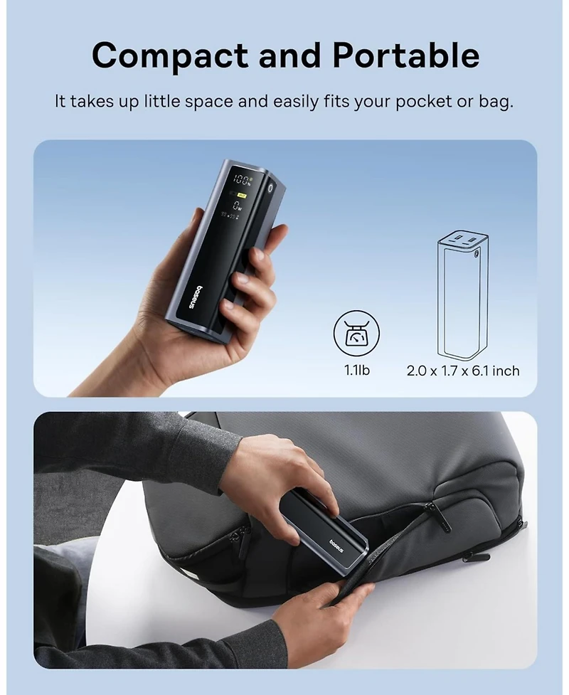 Baseus 145W Power Bank, 20,800mAh 4-Port Laptop Portable Charger (77Wh), Pd Fast Charging Battery Pack with Digital Display for MacBook, iPhone 16/15/