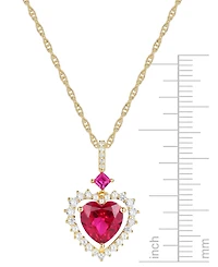 Lab Grown Ruby (2-5/8 ct. t.w.) & Lab Grown White Sapphire (1/3 ct. t.w.) Heart 18" Pendant Necklace in 14k Gold-Plated Sterling Silver