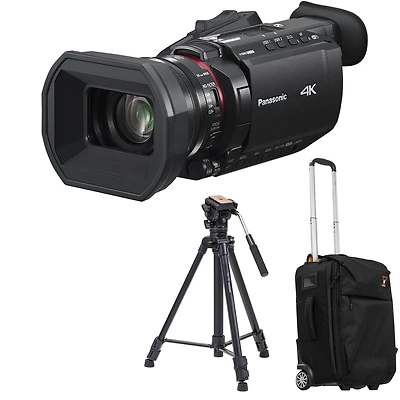 Panasonic Hc-X1600 4K Camcorder, Bundle with 3-Section Aluminum Video Tripod and Roller Bag