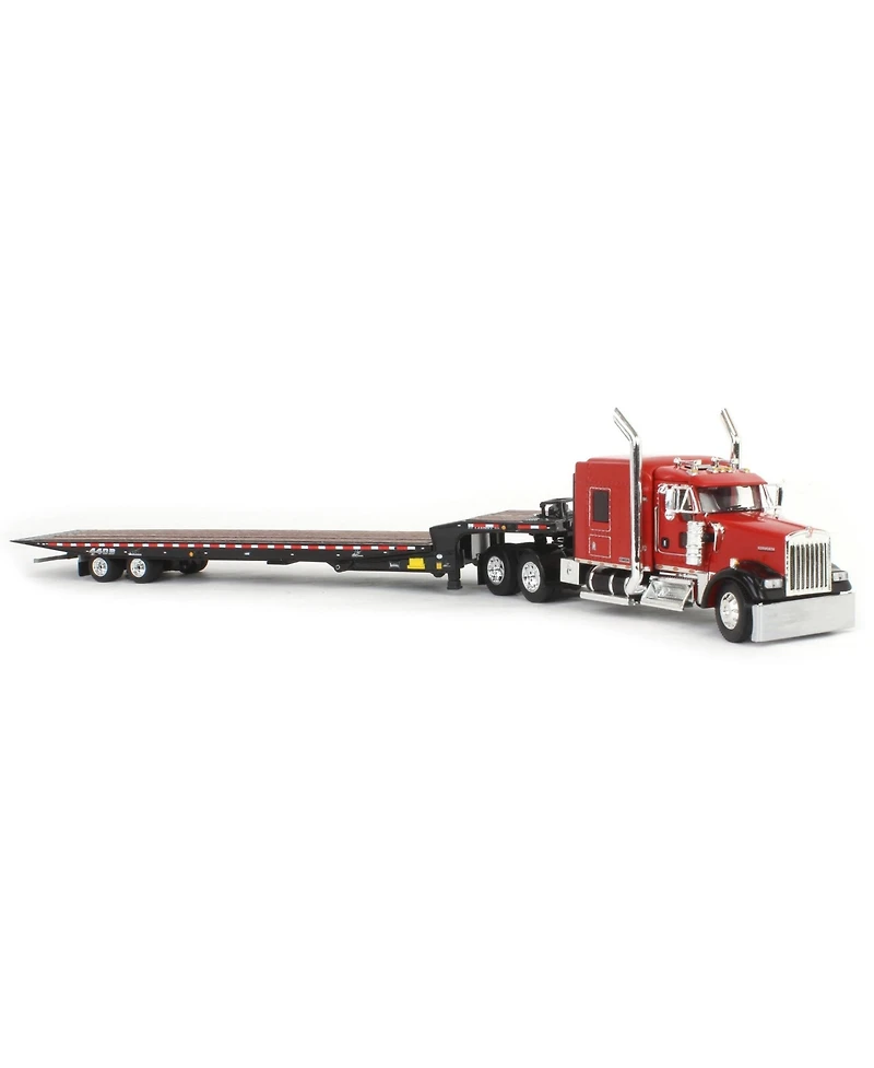 1/64 Black/Red Kenworth W900L Landoll 440B-50CA Traveling Axle Trailer
