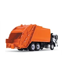 First Gear 1/87 White Mack Lr with Orange McNeilus Meridian Rear Loader Garbage Truck