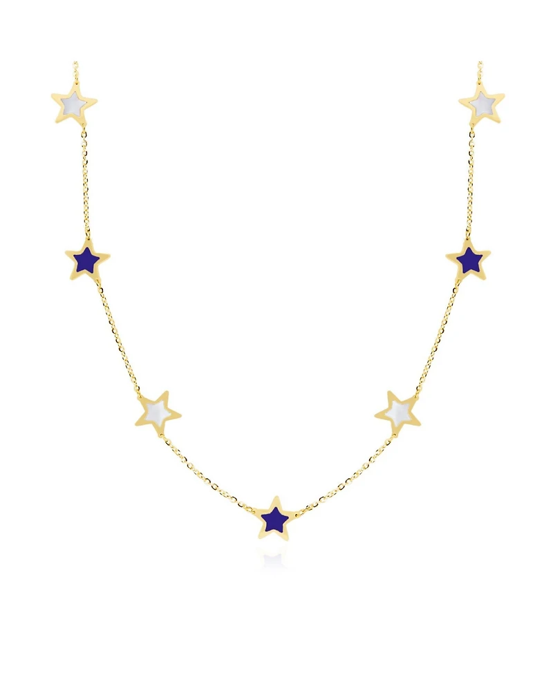 The Lovery Lapis and Mother of Pearl Star Station Necklace 14K Gold