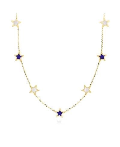 The Lovery Lapis and Mother of Pearl Star Station Necklace 14K Gold