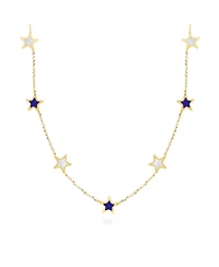 The Lovery Lapis and Mother of Pearl Star Station Necklace 14K Gold