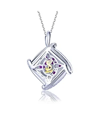 Suzy Levian Sterling Silver Invisible Set Cubic Zirconia Cushion Pendant